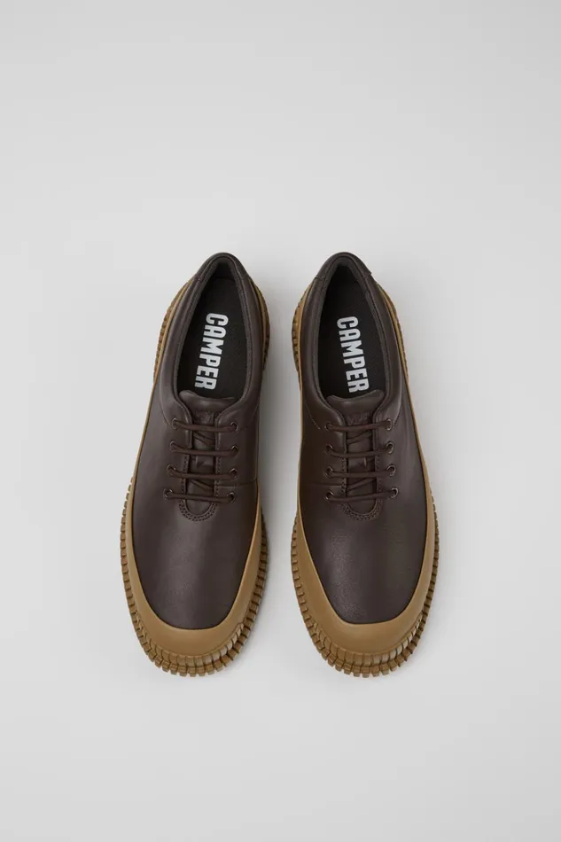 Women Pix Brown Leather Laceup Shoes Camper Formal Shoes Women Pix Brown Leather Laceup Shoes Camper Formal Shoes