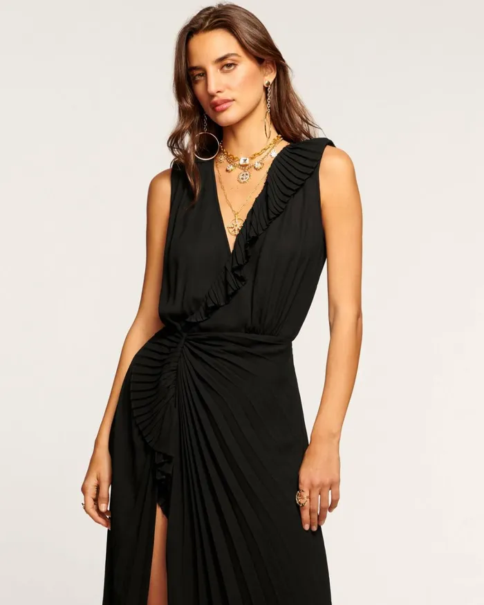 Women Poppy VNeck Midi Dress Black Ramy Brook Dresses Women Poppy VNeck Midi Dress Black Ramy Brook Dresses