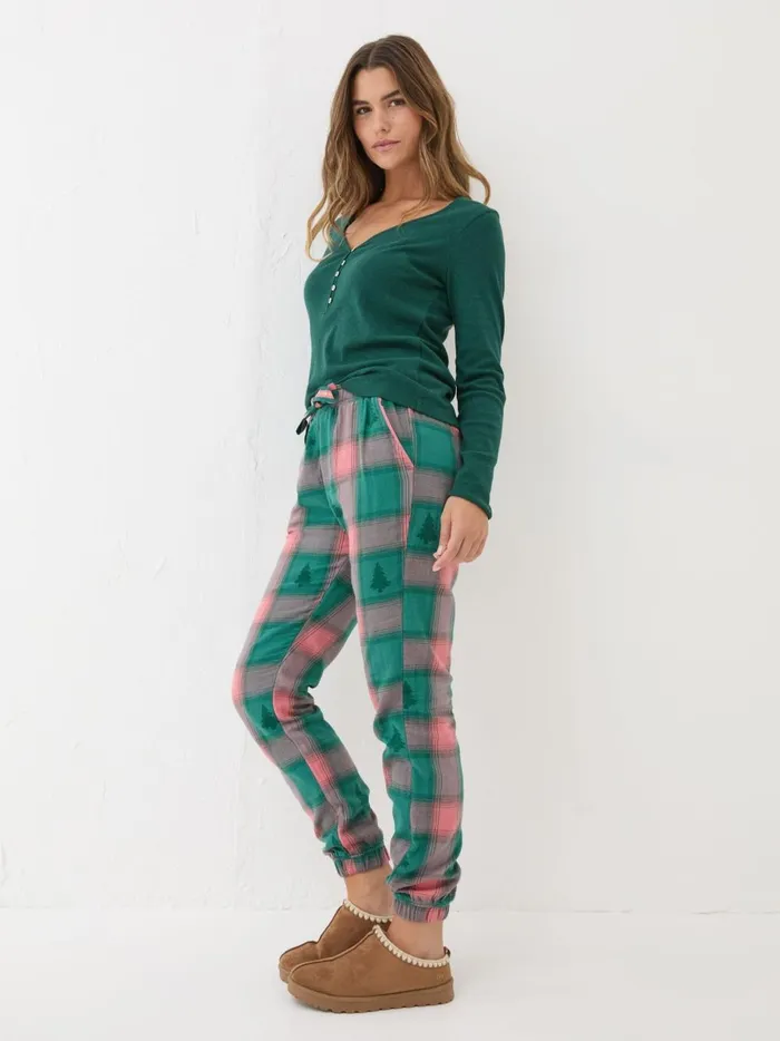 Women Pyjamas and Nightwear Fat Face Cora Green Christmas Tree Jacquard Pyjama Bottoms Women Pyjamas and Nightwear Fat Face Cora Green Christmas Tree Jacquard Pyjama Bottoms