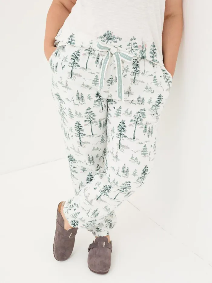 Women Pyjamas and Nightwear Fat Face Cora Ivory Christmas Tree Pyjama Bottoms