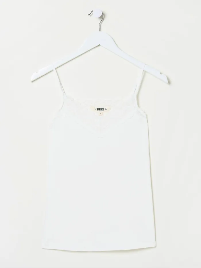 Women Pyjamas and Nightwear Fat Face Cream VNeck Lace Vest