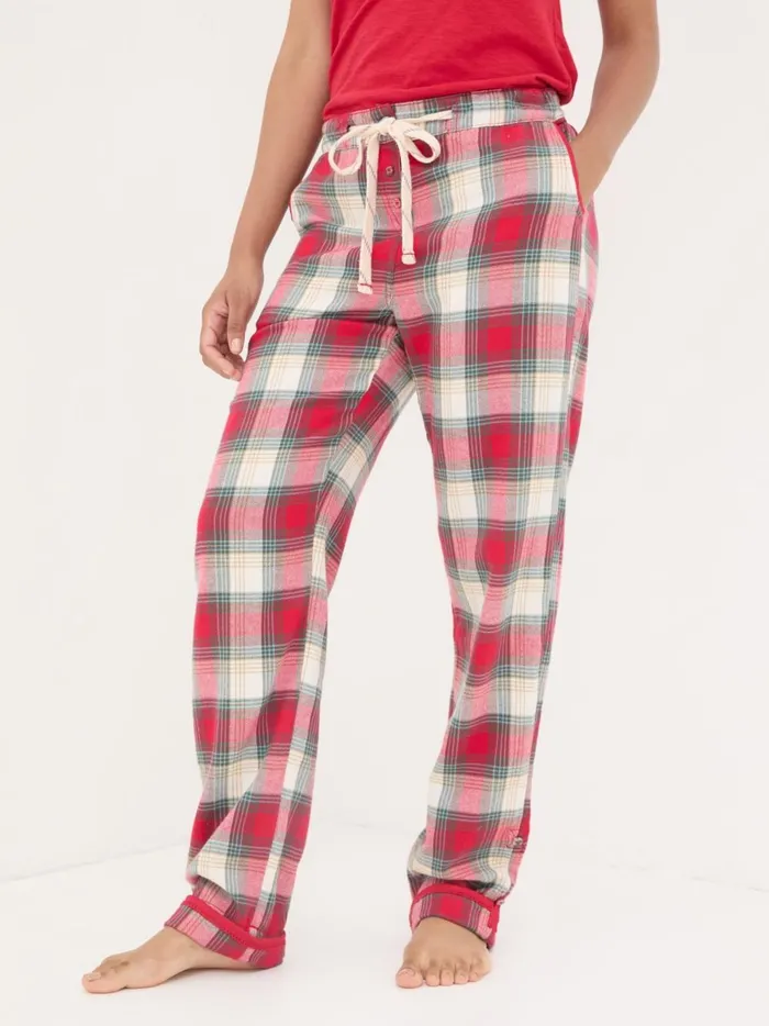 Women Pyjamas and Nightwear Fat Face Red Eva Family Check Pyjama Bottoms