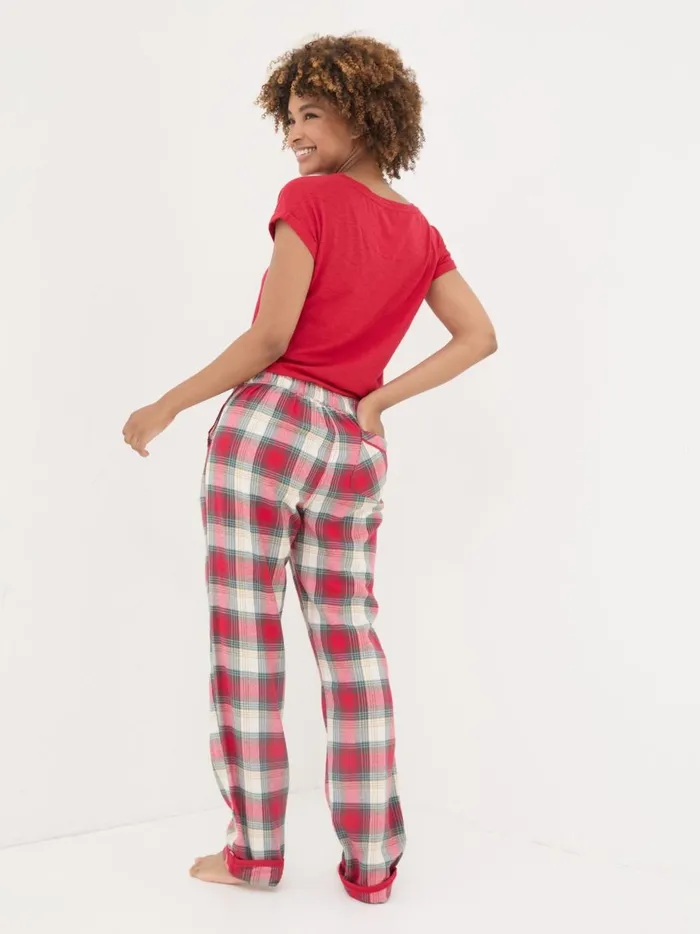 Women Pyjamas and Nightwear Fat Face Red Eva Family Check Pyjama Bottoms