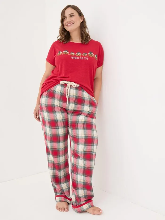 Women Pyjamas and Nightwear Fat Face Red Eva Family Check Pyjama Bottoms