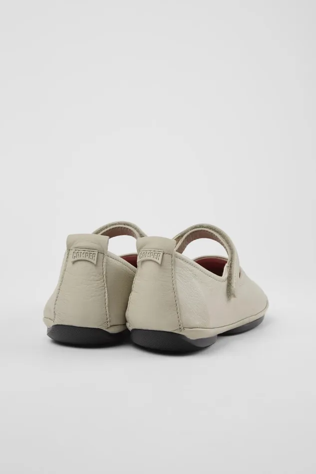 Women Right Gray Leather Mary Jane Camper Ballerinas Women Right Gray Leather Mary Jane Camper Ballerinas