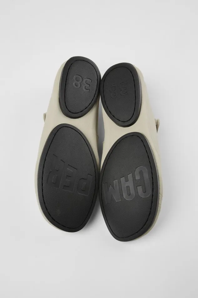Women Right Gray Leather Mary Jane Camper Ballerinas Women Right Gray Leather Mary Jane Camper Ballerinas