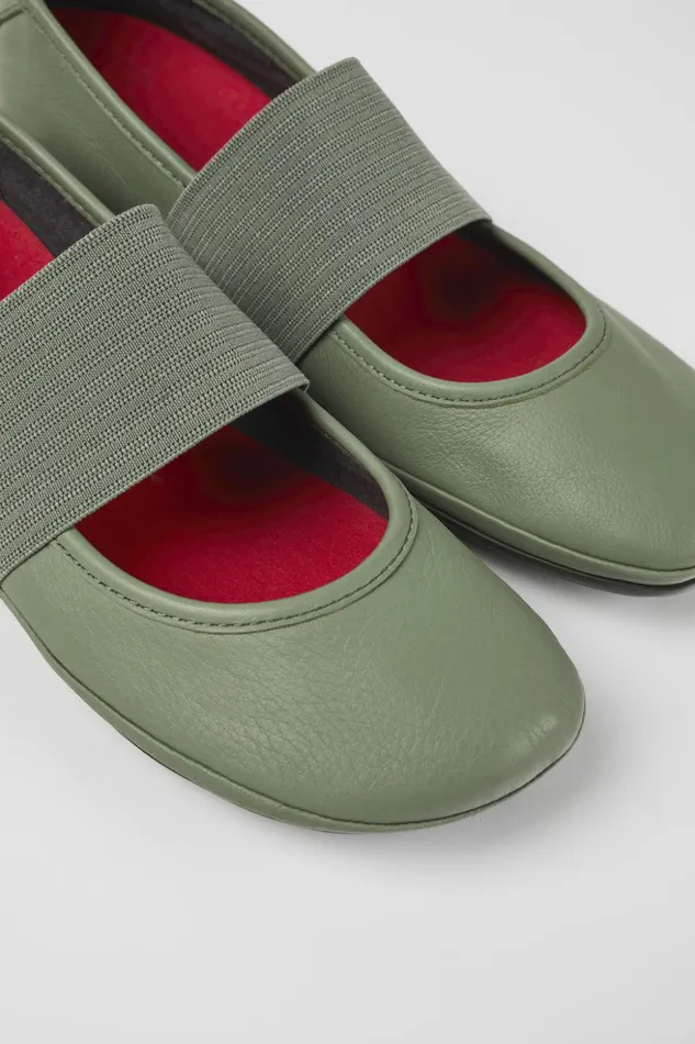 Women Right Green Leather Ballerinas Camper Ballerinas