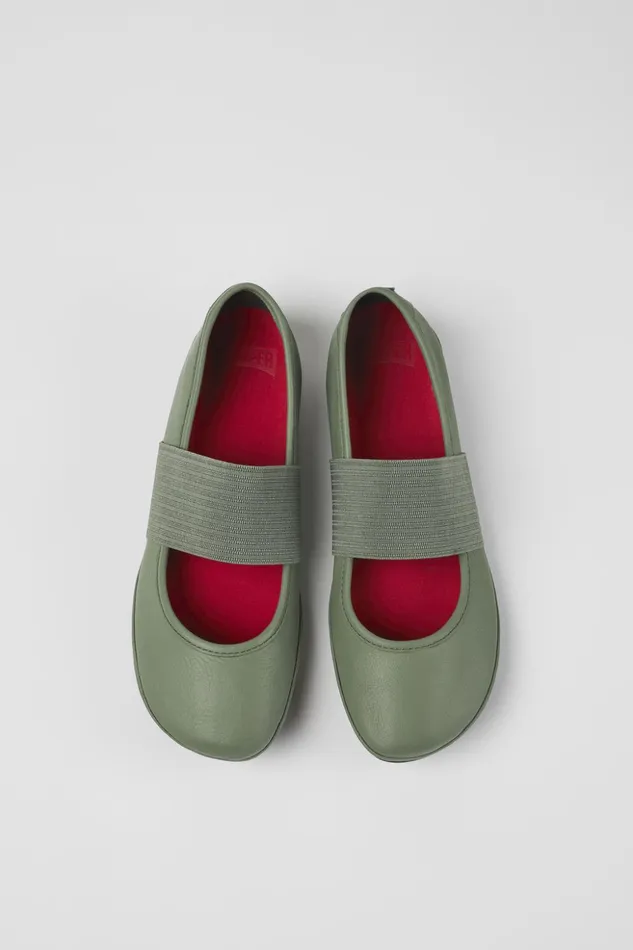 Women Right Green Leather Ballerinas Camper Ballerinas Women Right Green Leather Ballerinas Camper Ballerinas