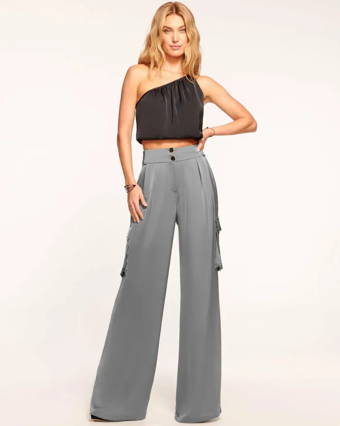 Women Rumer Wide Leg Cargo Pant Slate Grey Ramy Brook Pants Women Rumer Wide Leg Cargo Pant Slate Grey Ramy Brook Pants
