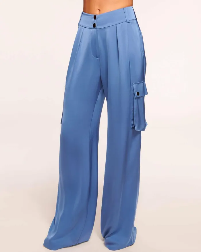 Women Rumer Wide Leg Cargo Pant Slate Grey Ramy Brook Pants Women Rumer Wide Leg Cargo Pant Slate Grey Ramy Brook Pants