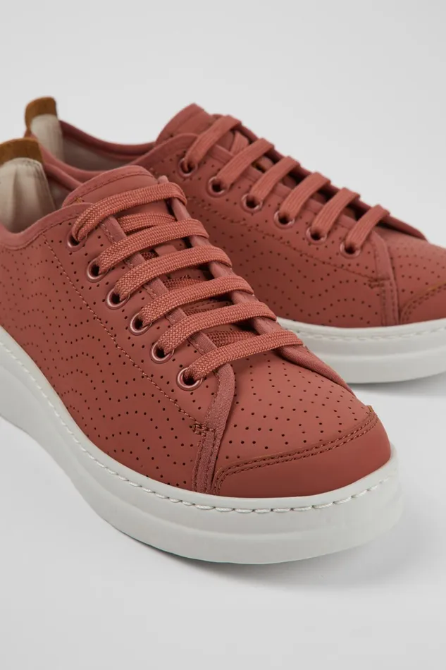 Women Runner Red Leather Sneaker Camper Sneakers