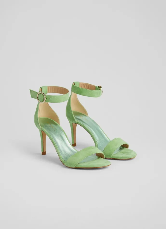 Women Sandals LKBennett Ivy Green Suede Single Strap Sandals Green Women Sandals LKBennett Ivy Green Suede Single Strap Sandals Green