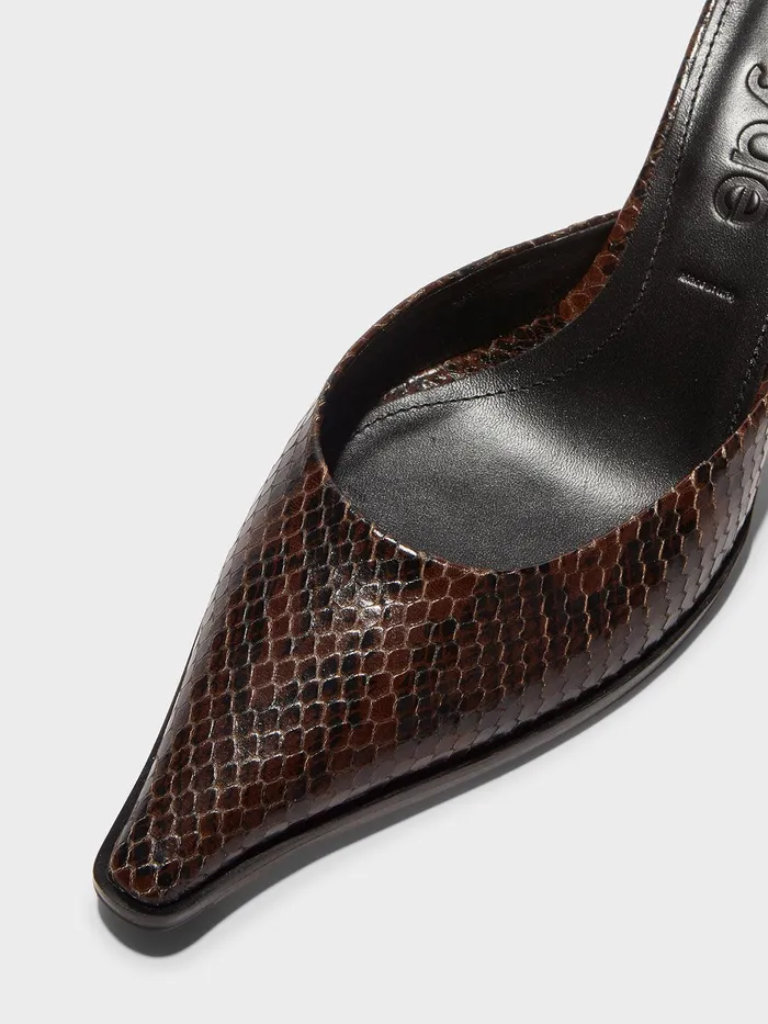 Women Sarina SnakeEffect Leather AnkleStrap Pumps Aeyde Pumps