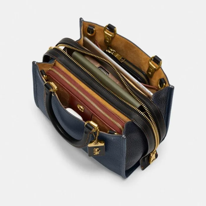 Women Satchels and Top Handles Coach Rogue 25 In Regenerative Leather Brassdark Denim Multi