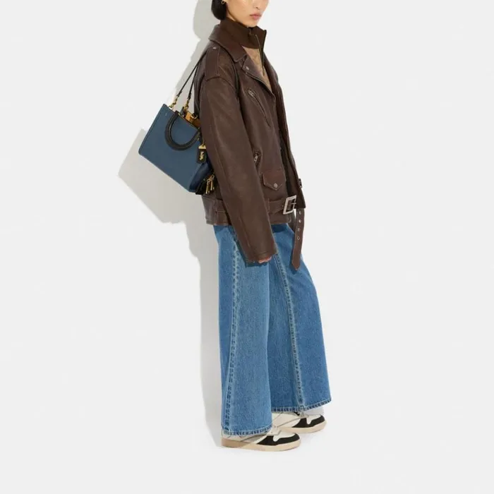 Women Satchels and Top Handles Coach Rogue 25 In Regenerative Leather Brassdark Denim Multi