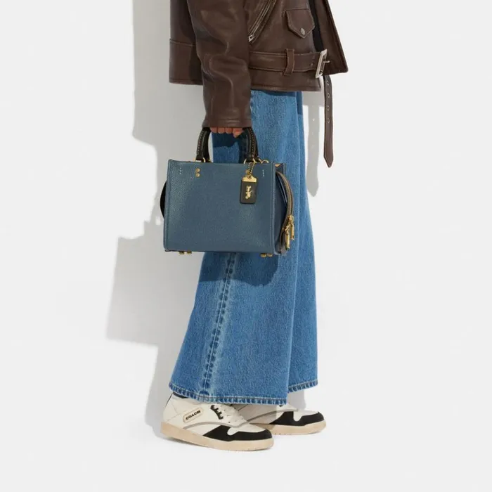 Women Satchels and Top Handles Coach Rogue 25 In Regenerative Leather Brassdark Denim Multi