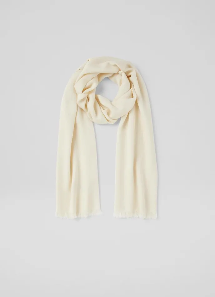Women Scarves and Wraps LKBennett Sutton Cream ModalWool Blend Scarf