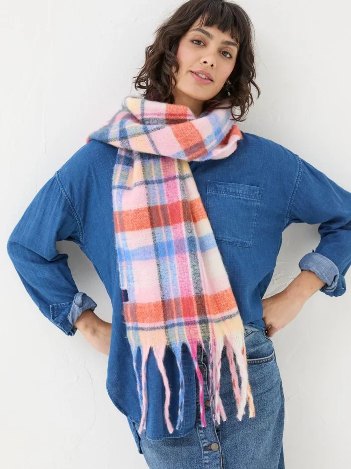 Women Scarves Fat Face Bright Multi Check Scarf