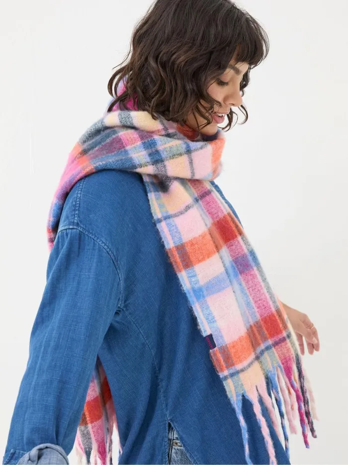 Women Scarves Fat Face Bright Multi Check Scarf