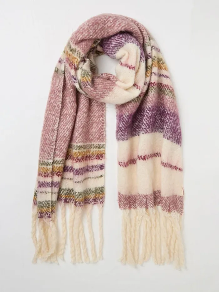 Women Scarves Fat Face Multi Stripe Boucle Scarf
