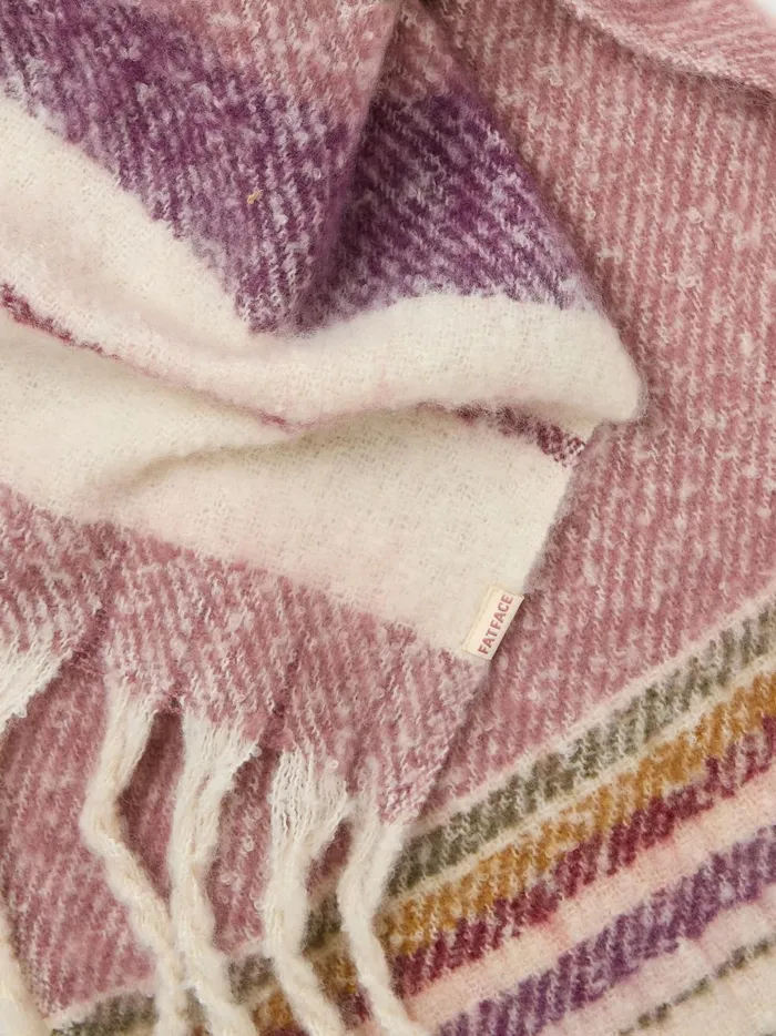 Women Scarves Fat Face Multi Stripe Boucle Scarf