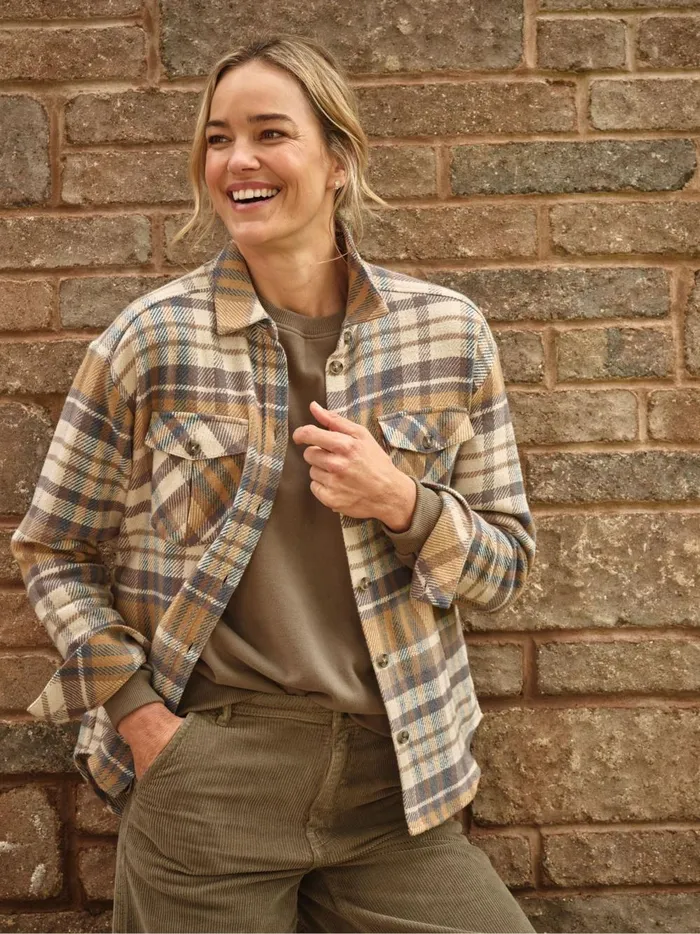Women Shirts and Blouses Fat Face Allegra Cream Check Overshirt