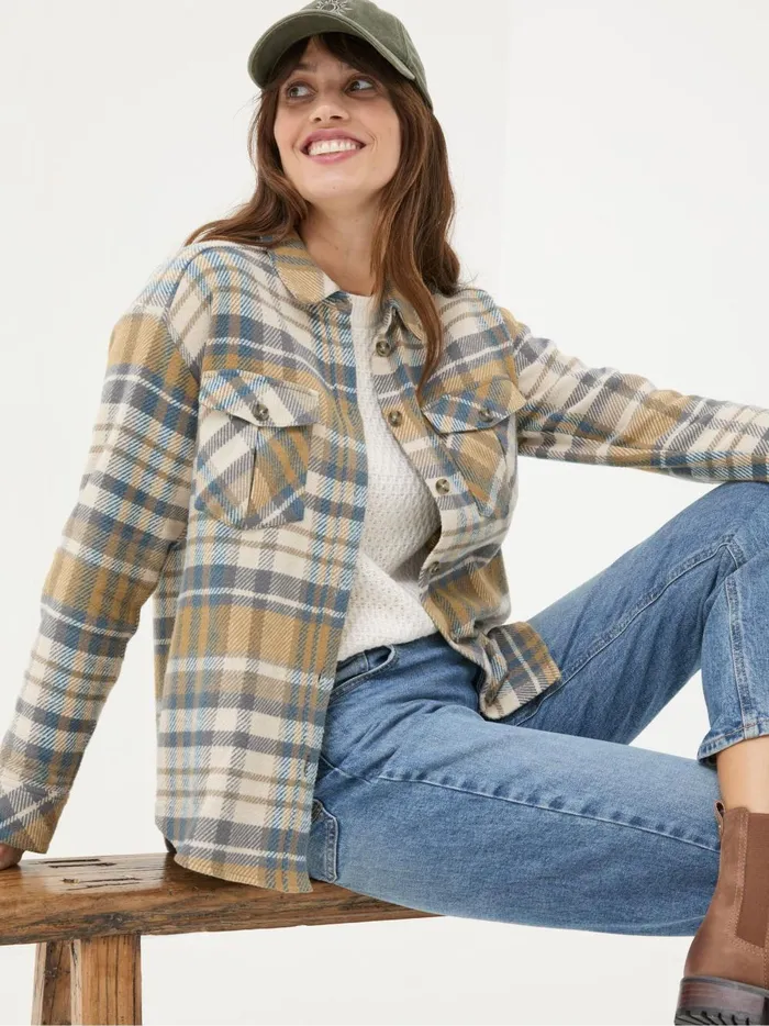Women Shirts and Blouses Fat Face Allegra Cream Check Overshirt