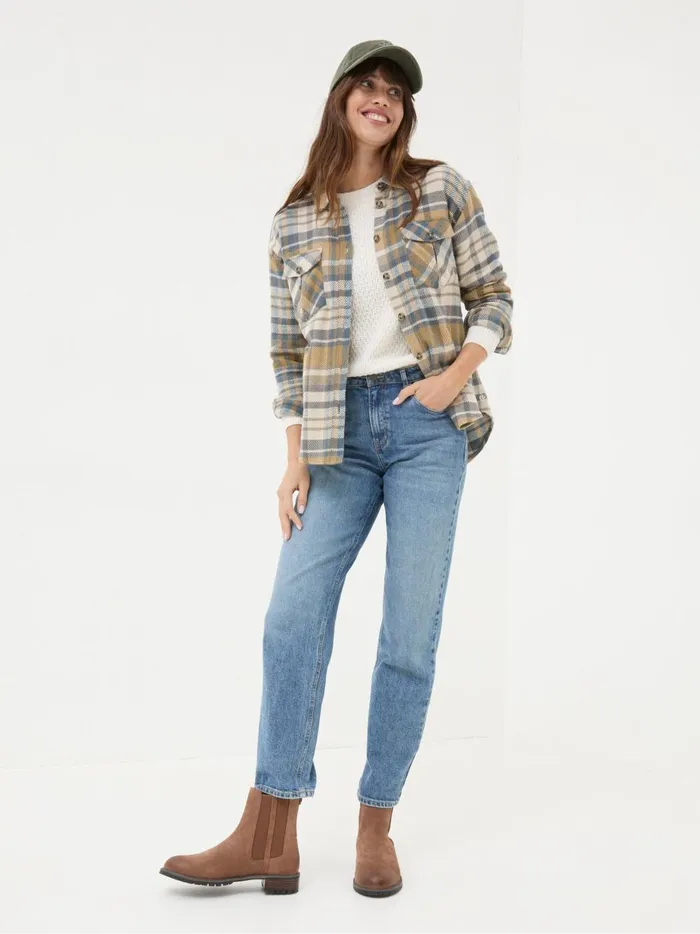 Women Shirts and Blouses Fat Face Allegra Cream Check Overshirt