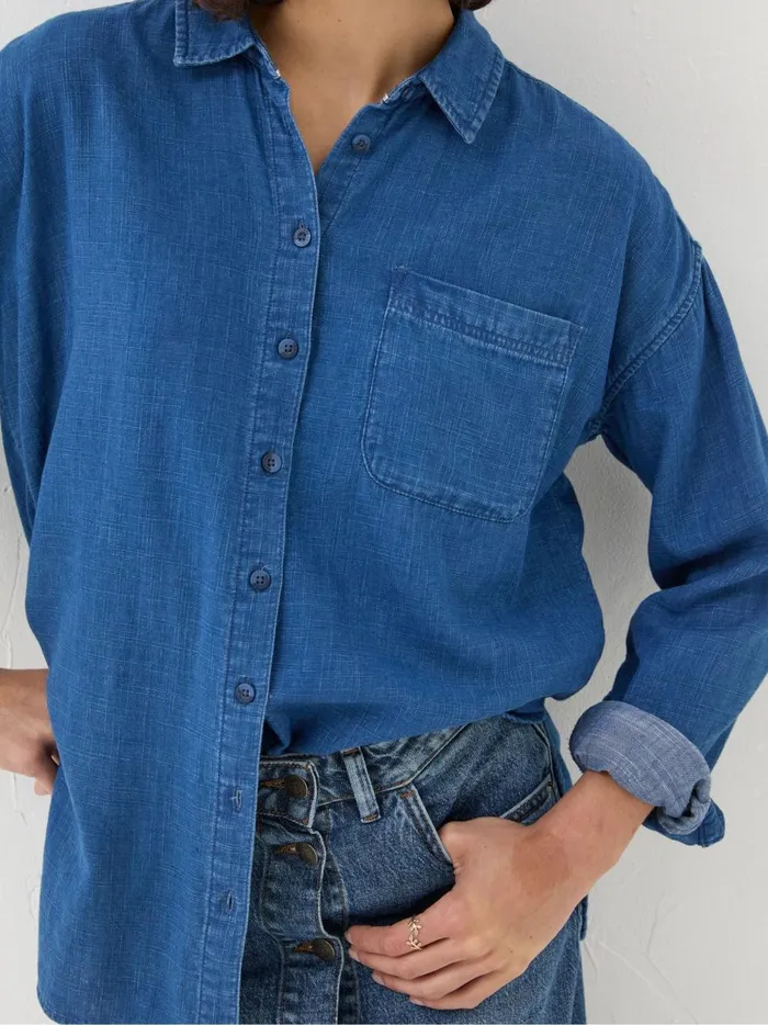 Women Shirts and Blouses Fat Face Carolin Blue Denim Shirt