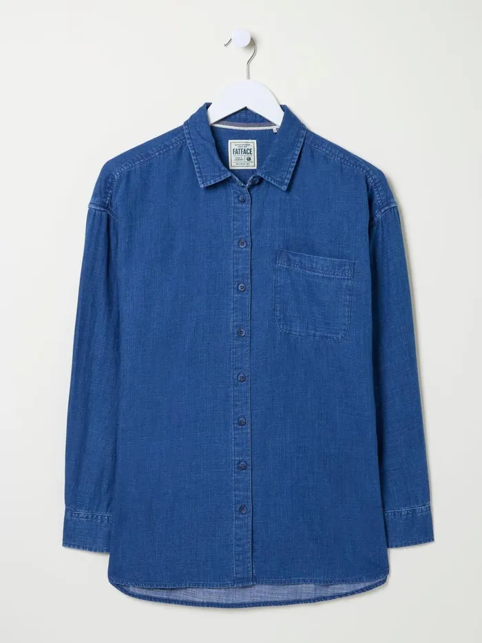 Women Shirts and Blouses Fat Face Carolin Blue Denim Shirt