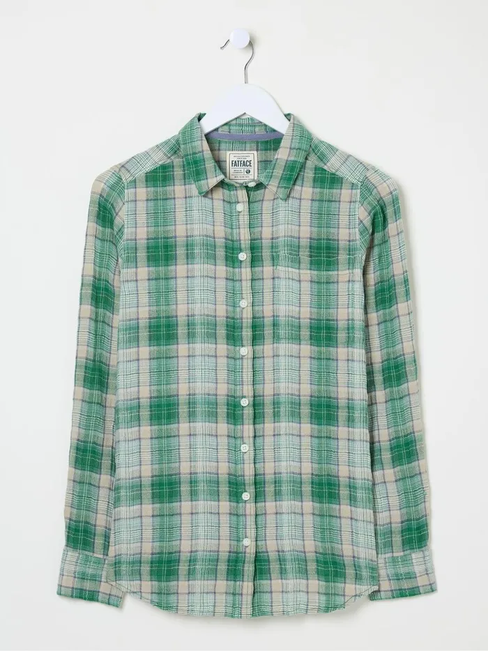 Women Shirts and Blouses Fat Face Olivia Black Waffle Check Shirt