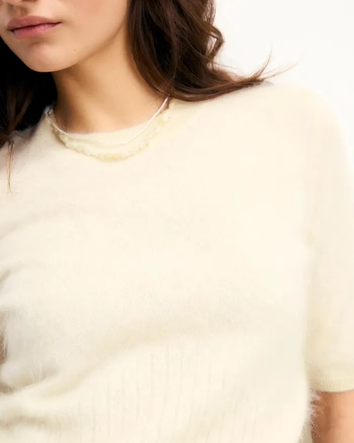 Women Shirts TShirts and Tops From Future Brushed Short Sleeve Top White