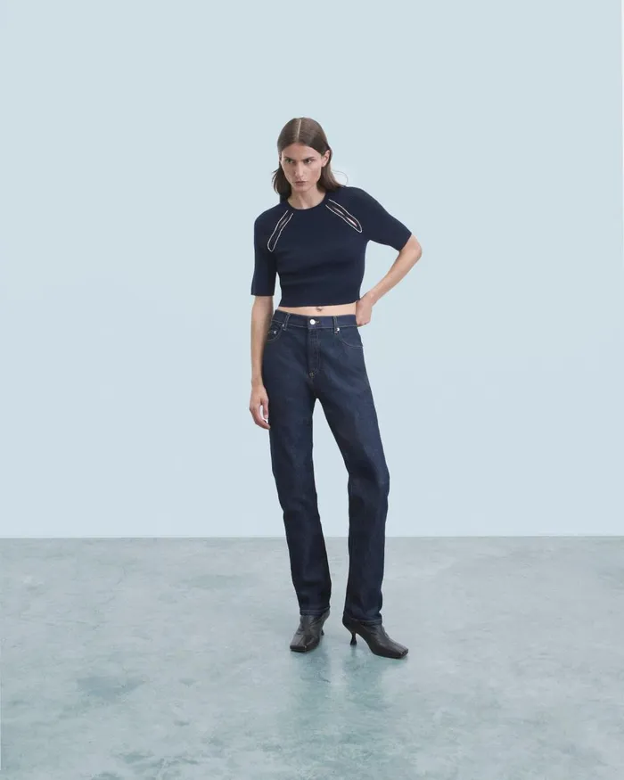 Women Shirts TShirts and Tops From Future Embroidery Short Sleeve Top Navy
