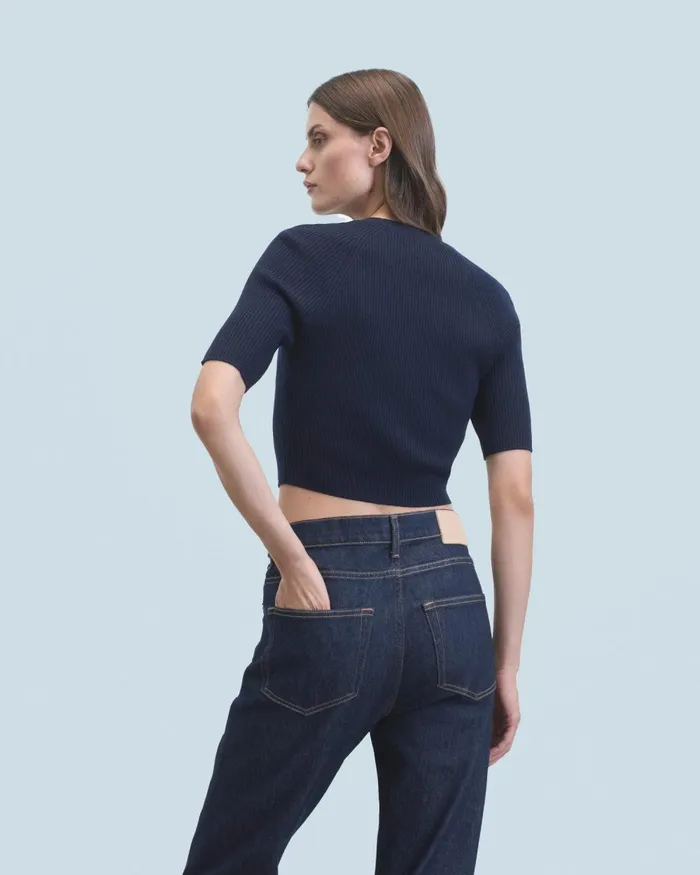 Women Shirts TShirts and Tops From Future Embroidery Short Sleeve Top Navy