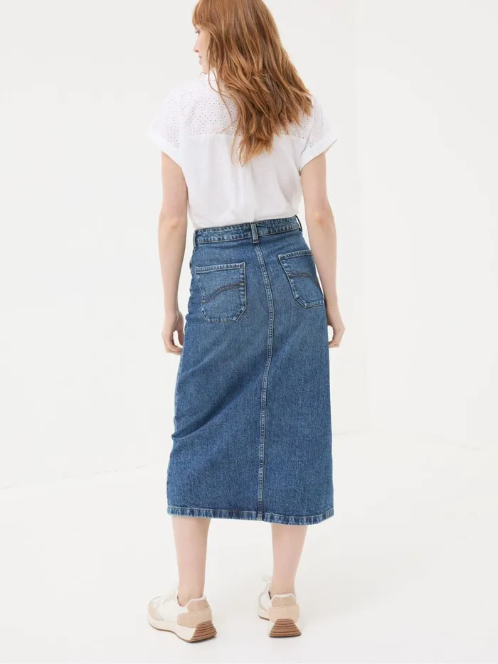 Women Skirts Fat Face Darna Blue Denim Midi Skirt