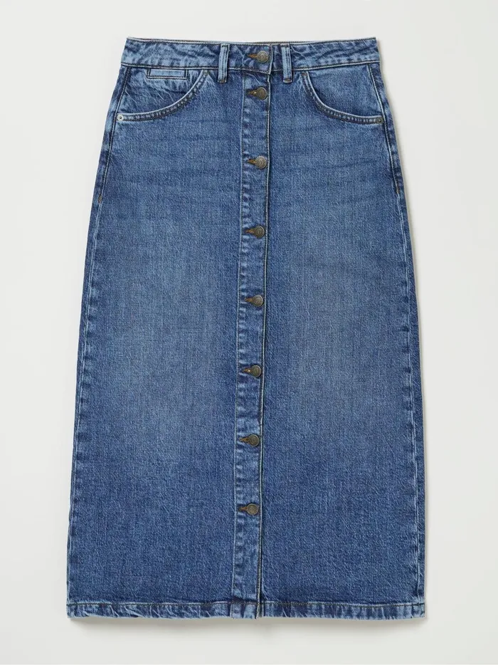 Women Skirts Fat Face Darna Blue Denim Midi Skirt