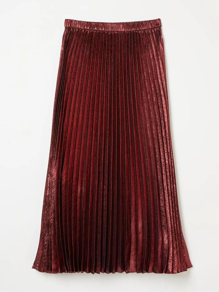 Women Skirts Fat Face Gaia Dark Red Pleated Skirt