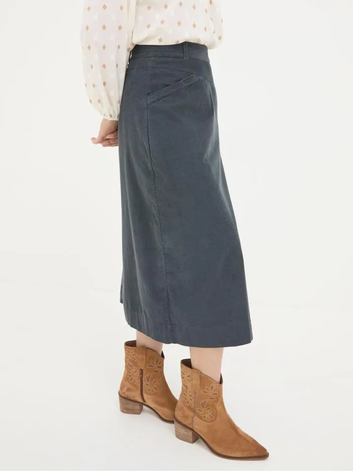 Women Skirts Fat Face Leigh Grey Cord Midi Skirt