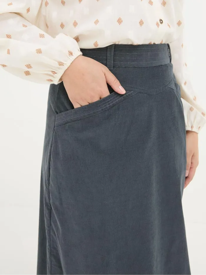 Women Skirts Fat Face Leigh Grey Cord Midi Skirt