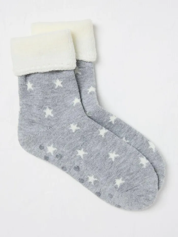 Women Socks and Tights Fat Face Grey Star House Socks