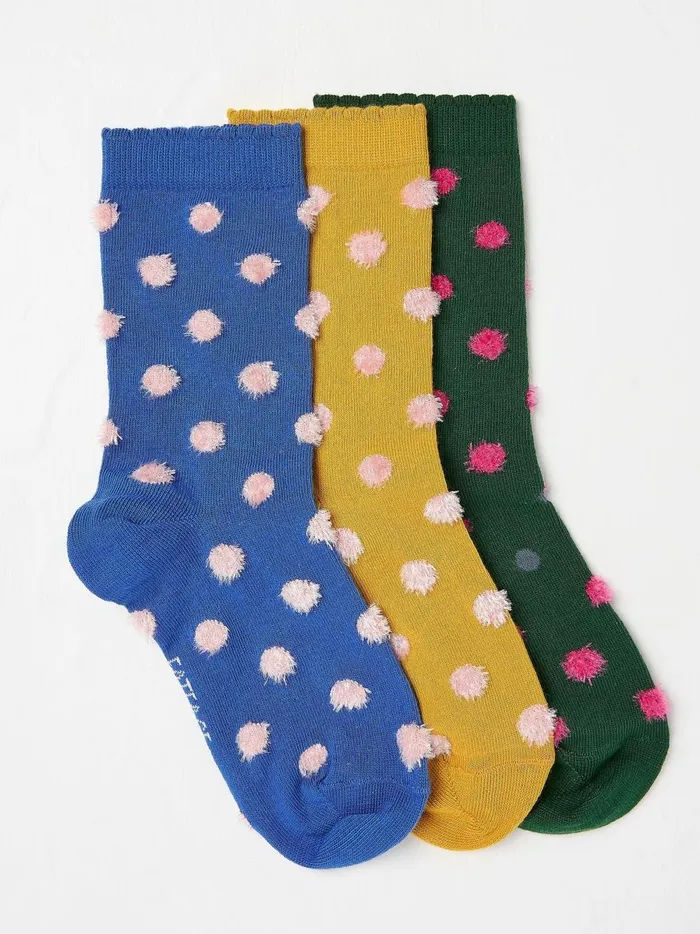 Women Socks and Tights Fat Face Multi Fluffy Spot Socks 3 Pack