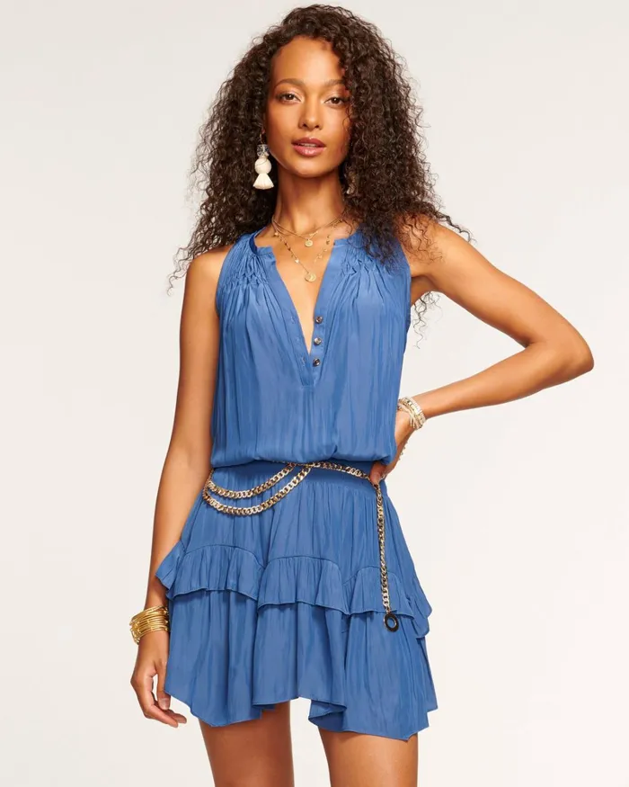 Women Stella Smocked Mini Dress True Blue Ramy Brook Dresses