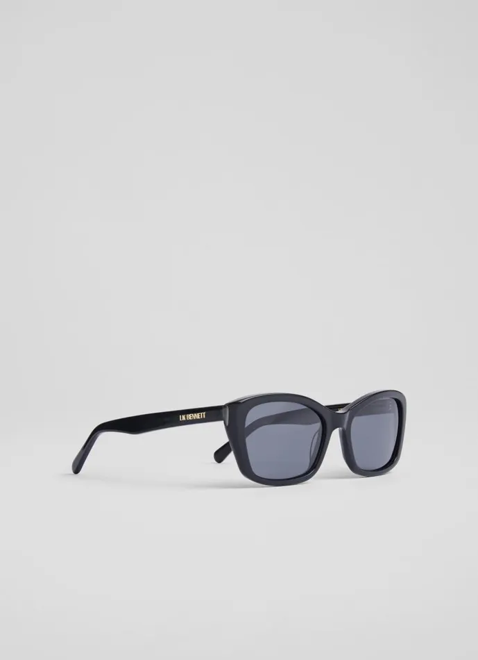 Women Sunglasses LKBennett Celeste Black Acetate Sunglasses Women Sunglasses LKBennett Celeste Black Acetate Sunglasses