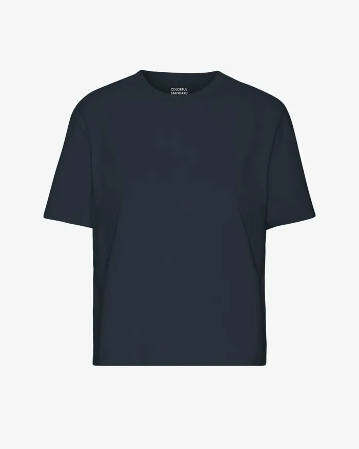 Women TShirts Colorful Standard Organic Boxy Crop Tee Navy Blue