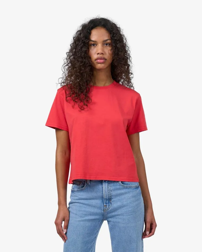 Women TShirts Colorful Standard Organic Boxy Crop Tee Navy Blue