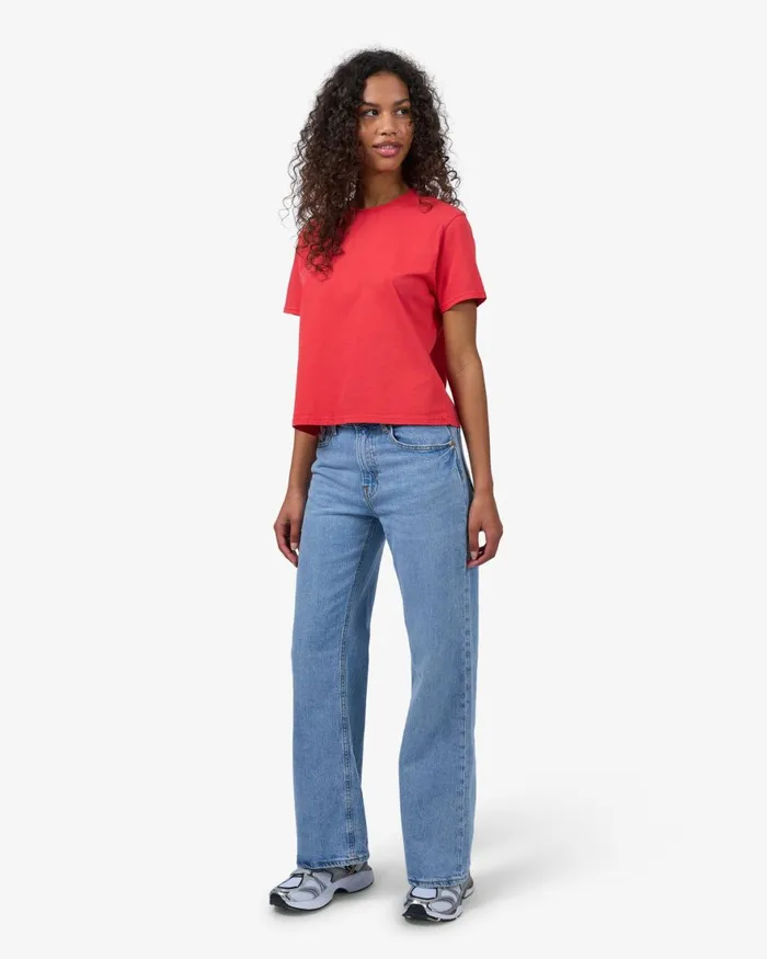 Women TShirts Colorful Standard Organic Boxy Crop Tee Navy Blue