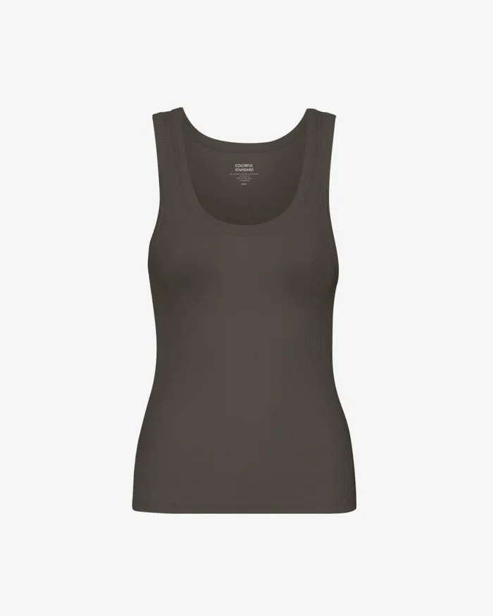 Women Tank Tops Colorful Standard Women Organic Rib Tank Top Coffee Brown