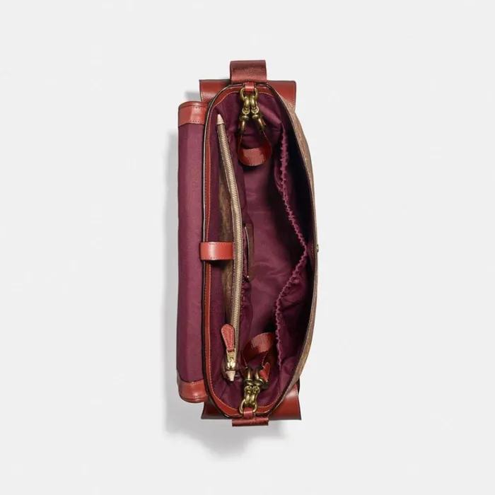 Women Tech and Travel Coach Baby Messenger Bag In Signature Canvas Brasstanrust Women Tech and Travel Coach Baby Messenger Bag In Signature Canvas Brasstanrust