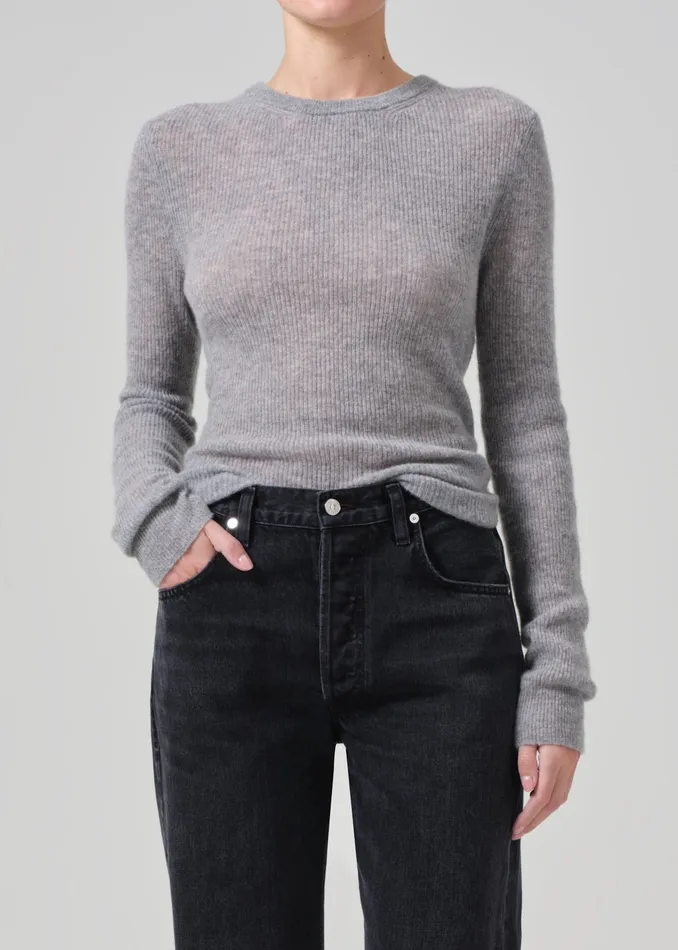 Women Tops Citizens Of Humanity Alessia Crewneck Sweater In Dark Heather Grey