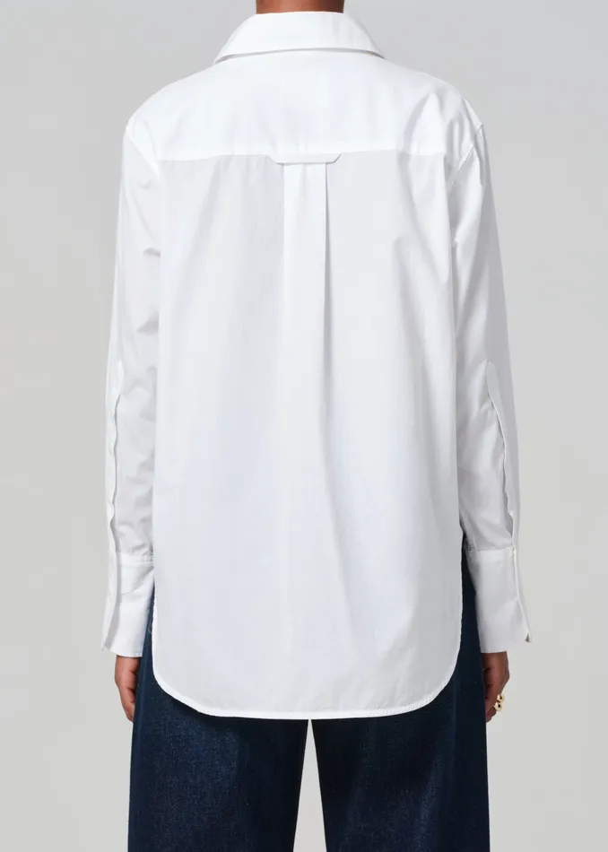 Women Tops Citizens Of Humanity Ruffle Tuxedo Shirt In White